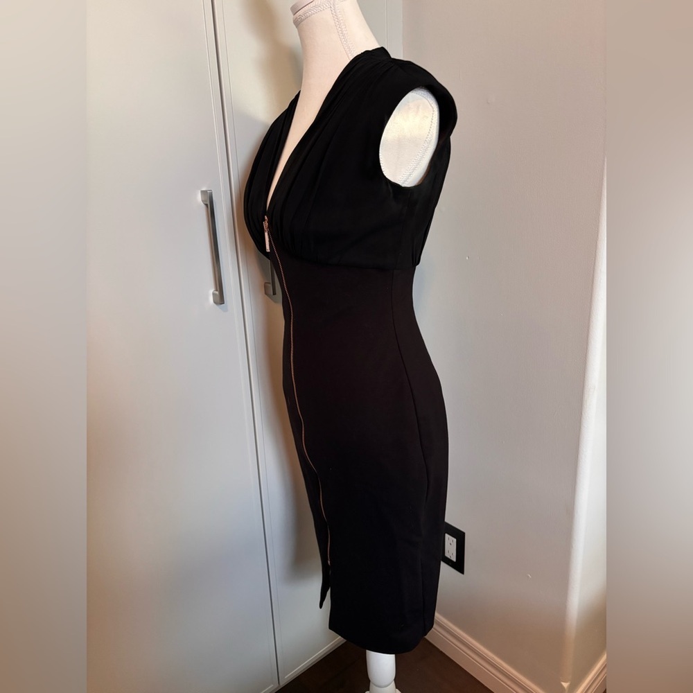 Ted Baker Black Asella Dress with Front  Zipper Detail - Picture 3 of 9